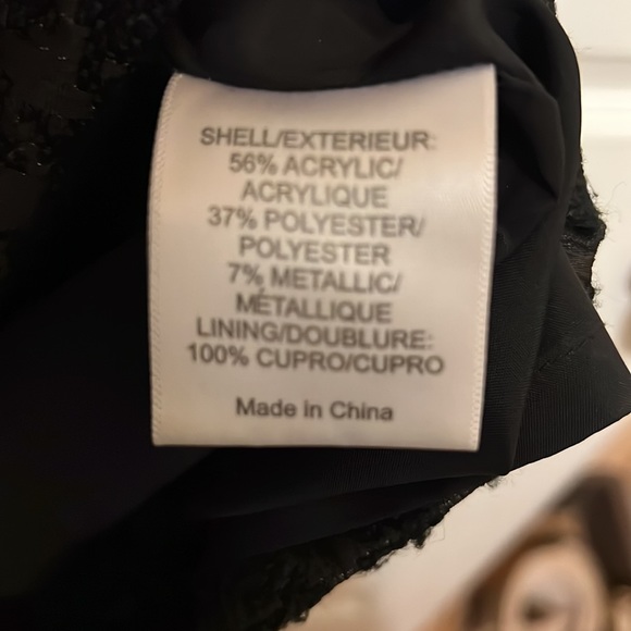 Tory Burch Fletcher Dress Black Houndstooth Metallic Blend Pockets Sz 0 - Picture 5 of 6